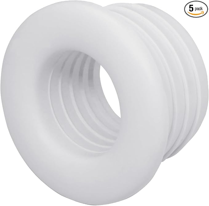 (Pack of 5) White Rubber Sleeve for Drain Pipe, 1.57" x 0.98" (40 x 25 mm) Pipe Connector, Adaptor, and Reducer