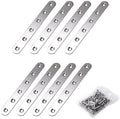 Sumnacon 8 Pcs Stainless Steel Flat Plates - 6 Inch Heavy Duty Mending Plate Straight Corner Brace Brackets Connector Furniture Repair Fixing Joint with Screws, Silver