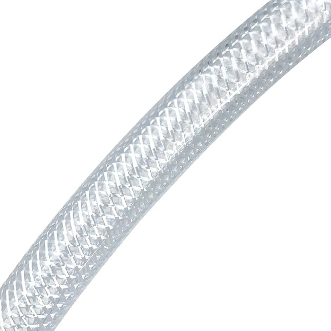 Gloxco Clear Braided PVC Tubing, Food Grade, Heavy Duty Reinforced Hose, 1/4" ID, 100 Ft Length