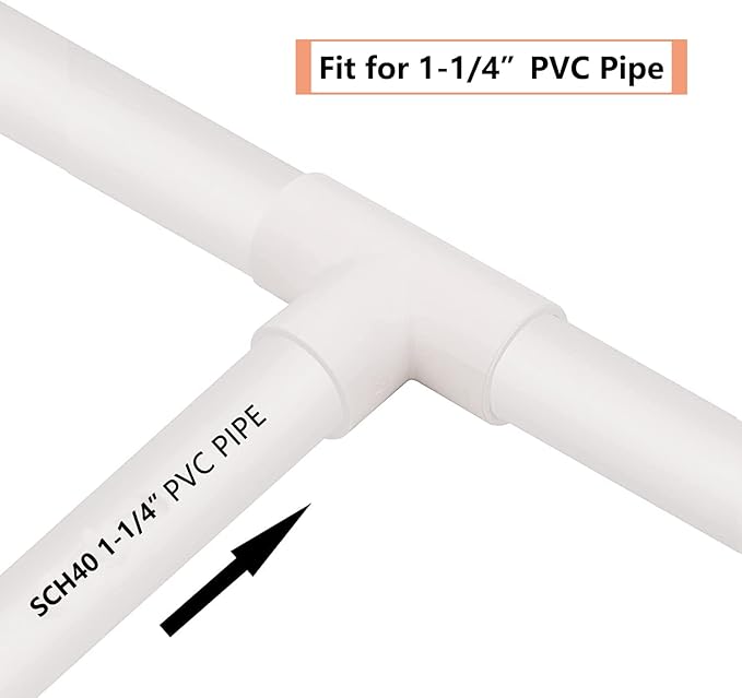 5Pack 1-1/4" PVC Tee 3 Way PVC Pipe Fittings Connector (Socket x Socket x Socket) Furniture Grade SCH40 1.25" PVC Tee Elbow Pipe Fitting Adapter for Water Supplies Build PVC Furniture Shelf