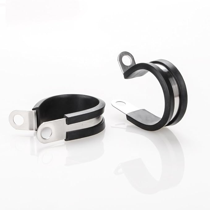 Lokman 12 Pack 1.75 Inch Stainless Steel Cable Clamp, Rubber Cushioned Insulated Clamp, Conduit Wire Holder Strap Clips for Tube, Pipe, Cord Installation (1.75 Inch)