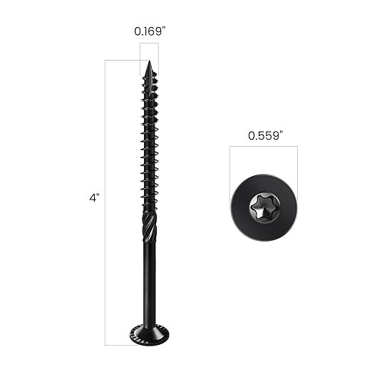 Deck Screws #14 x 4 inch, (29pcs) 1lb Heavy Duty Outdoor Wood Screws,Black Rust Resistant Epoxy Coated,Torx Drive Head,with T30 Star Bit