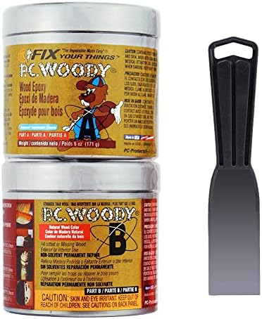 PC Products PC-Woody Wood Repair Epoxy Paste Kit with Mixing Tool, Two-Part in Two Cans, Tan (83321), 6 oz with Tool (Pack of 12)