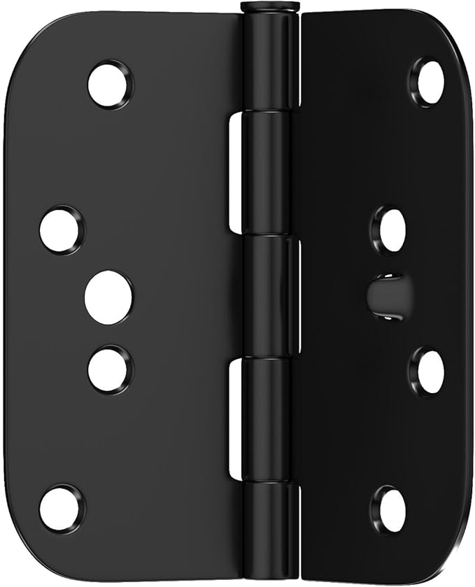 goldenwarm Black Door Hinges 4inch 3 Pack Security Door Hinges, Interior/Exterior Matte Black 4" Hinges with 5/8" Radius Corner for Doors Reversible Full Mortise Combination
