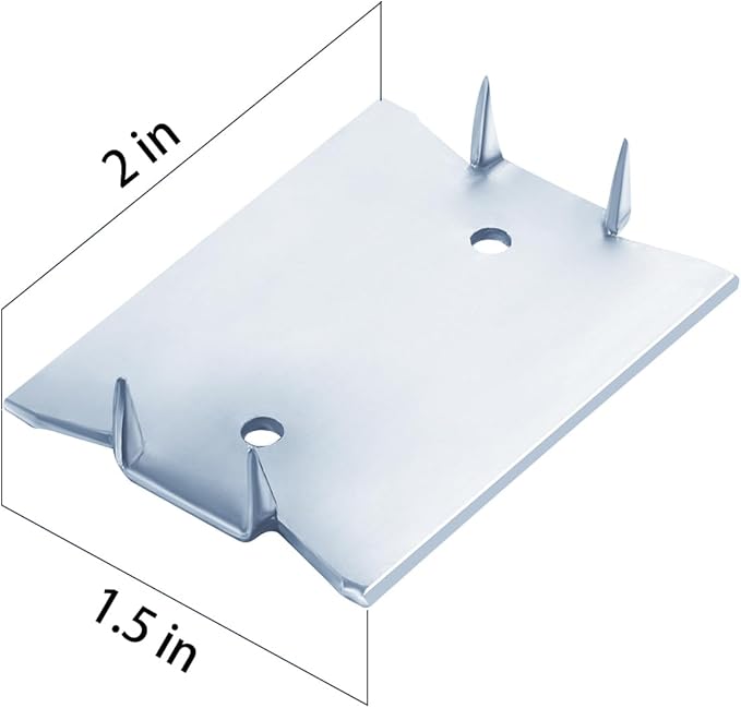 Wensilon(190 pcs) Zinc 1.5X2 Inch 16-Gauge Anti-Nail Protection Plate Shield, Nail Plate for Wood Studs, Steel Cable Wire Protector Plate with Sharp Pointed Prongs for Protection Plumbing and Wiring