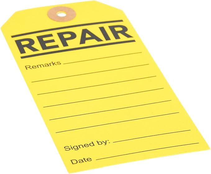Juvale Service Tags for Equipment - 100 Pack, Yellow, 2.6 x 5.25 in - Equipment Repair Tags & Service Tickets for Machinery, Office & Warehouse