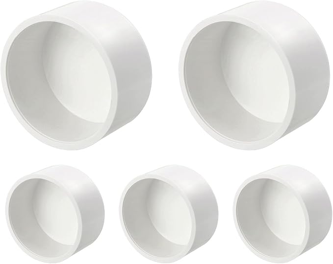 1 Pcs 4" PVC External End Cap Fitting, SCH40 Furniture Grade PVC Pipe Plug Adapter, Pipe Cover Fittings for DIY Project, Irrigation System, Plumbing Framework, Garden Structures