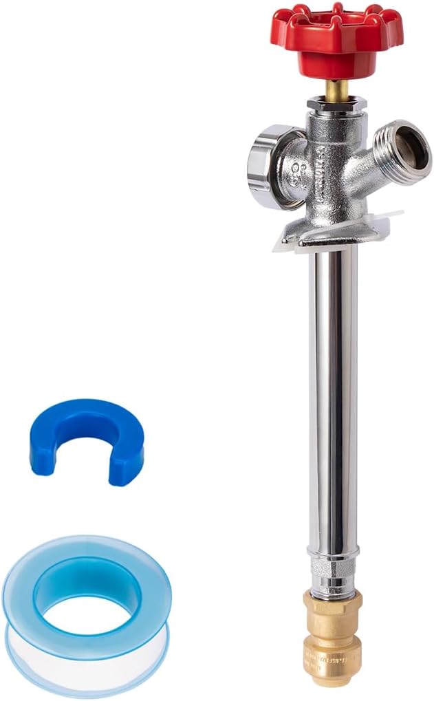 SUNGATOR 6 Inch Frost Free Sillcock, Anti-Siphon Outdoor Hose Valve, 1/2" Pushfit x 3/4" GHT Hose Bibb, No Lead Brass Push-to-Connect Garden Faucet/Spigot, Detachable End for PEX Pipe, Copper, CPVC