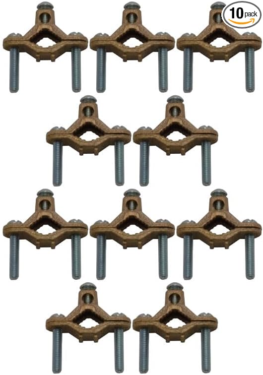 COREX 1/2" to 1" Bronze Water Pipe Ground Clamp - High Conductivity Grounding Clamp Conduit Fitting - 10 Pack