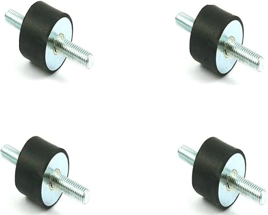 Pack of 4 Rubber Vibration Isolator Mounts - 1" Diameter x 3/4" Height, 1/4-20 Thread x 3/4" Length Male/Male Studs - Noise Control, Shock Absorber, for Garage, Compressors, Water Pumps, Fans, Motors