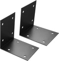 2 Pcs Metal Angle Brackets for Wood, Black Corner Brace Heavy Duty L Brackets, 90 Degree Bracket, Shelf Support Corner Bracket for Wood Furniture Shelves Cabinets, DIY Projects(6x6x5 in)