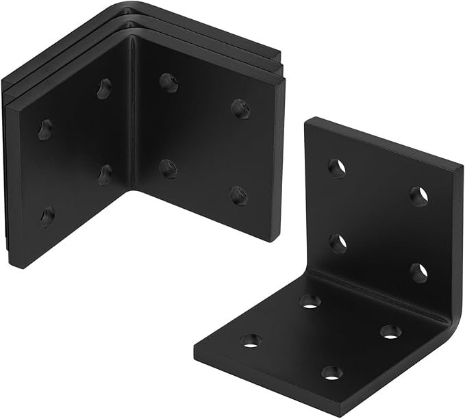 4 PCS 3-1/2" Heavy Duty Steel Corner Brackets, L 90 Degree Countertop Support Fireplace Mantel Bracket, Thickness 1/4", Max Load 300 lbs