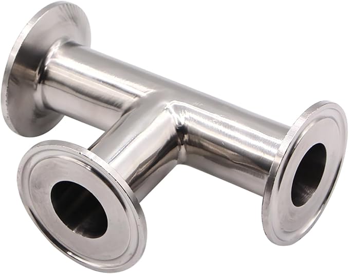 DERNORD 2 Pack Clamp Tee 3 Way Stainless Steel 304 Sanitary Fitting Fits 1.5" Tri-clamp, 25mm Pipe OD