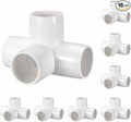 16 Pack 1" SCH40 PVC Elbow Pipe Fitting, 4-Way PVC Elbow Corner Side Outlet Tee Fitting, Furniture Grade Pipe Connectors for DIY Project, Pond Protection, Socket x Socket, White