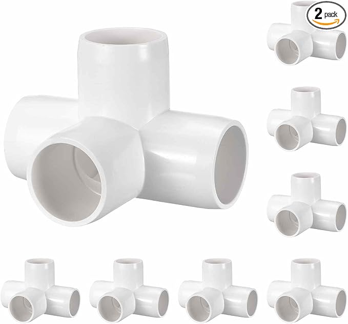 2 Pack 1" SCH40 PVC Elbow Pipe Fitting, 4-Way PVC Elbow Corner Side Outlet Tee Fitting, Furniture Grade Pipe Connectors for DIY Creative Project, Pond Protection, Socket x Socket
