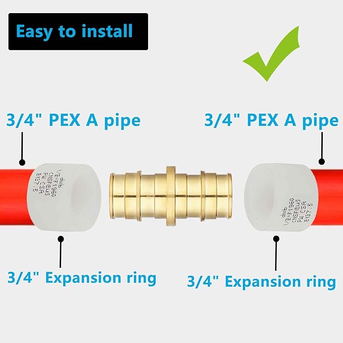 (10 Pack) Lidertik PEX- A Fittings 3/4 Inch Expansion Straight Coupling LI-EPXC3434(10 Pieces)