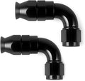 10AN PTFE One Piece Full Flow Hose End Fitting 90 Degree Swivel Only for PTFE Hose Aluminum Black 2PCS