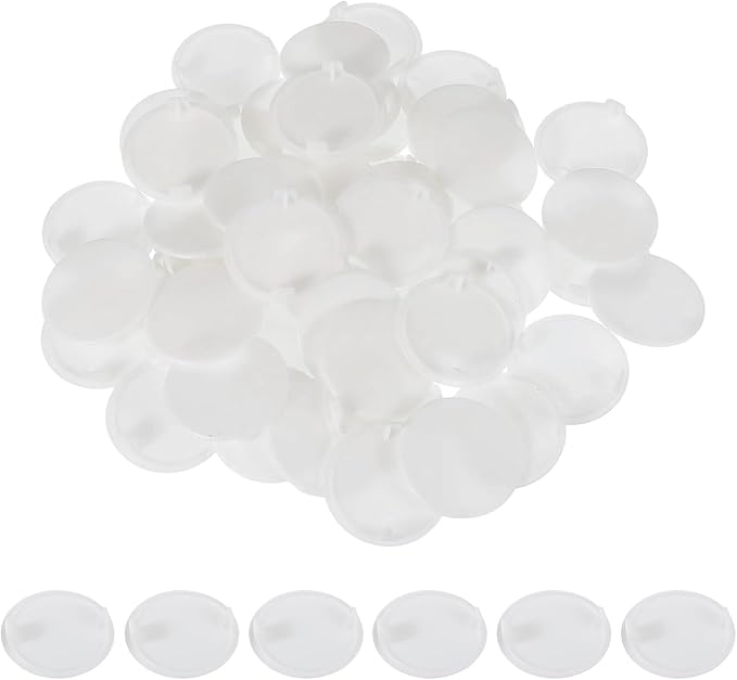 uxcell 50Pcs Plastic Hole Plugs, 1-1/2"(38mm) Flush Type Panel Round Screw Caps Cover Fastener Knockout Locking Plugs for Furniture Insert End Caps Panels, White