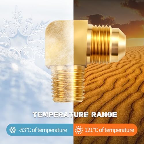 Litorange 1 PCS Heavy Duty Metals Brass Tube Fitting, 90 Degree Elbow Adapter, 3/8" Flare x 1/4" Male NPT Pipe(Pack of 1)