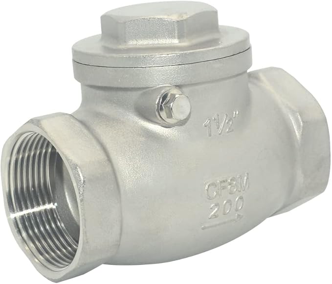 Stainless Steel SS316 Swing Check Valve,NPT Female x Female Thread,WOG 200 PSI PN16 CF8M (1-1/2")