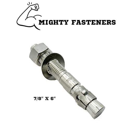 Wedge Anchors – Heavy-Duty 304 Stainless Steel Expansion Bolts for Concrete & Masonry, Rust-Resistant & Durable - 7/8" X 6" - 5 Pack