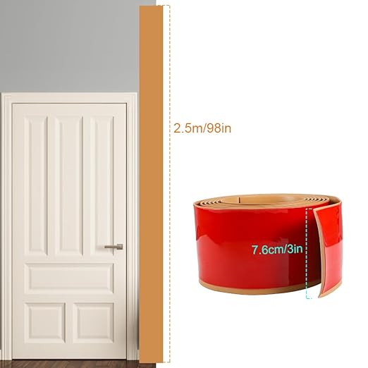 8Ft Floor Transition Strip, 3in Wide Self Adhesive Vinyl Threshold Strip for Joining Floor Gaps Wood Grain Design Tap(Brown)