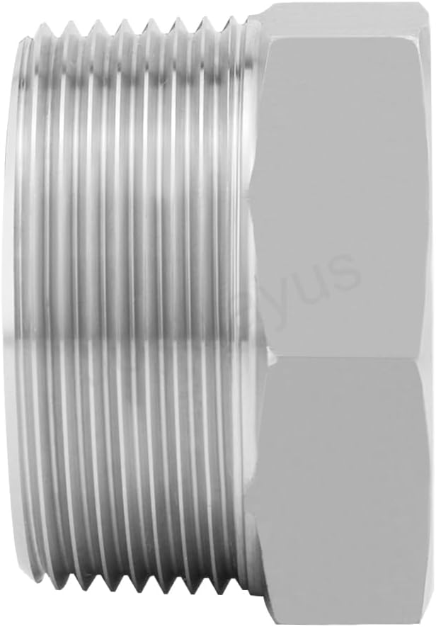 Joywayus Soild Stainless Steel Outer Head Hex Thread Socket Pipe Plug Fitting 1-1/2" NPT Male
