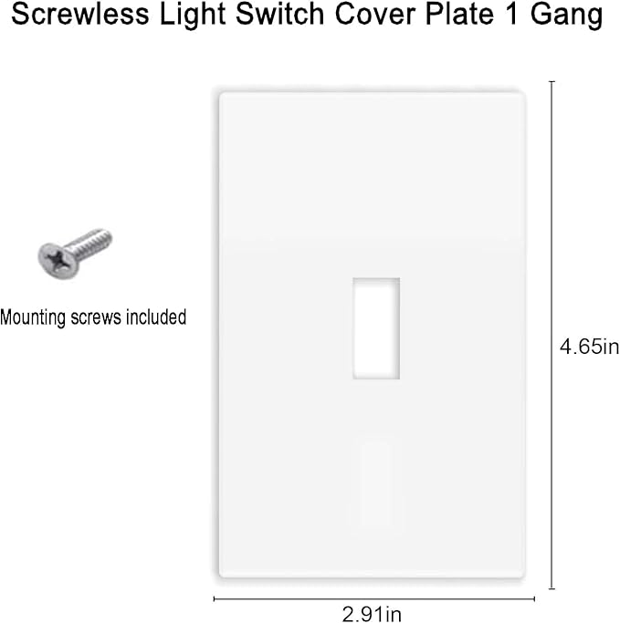 Screwless Toggle Switch Wall Plates 1-Gang Switch Outlet Electrical Cover Plate Unbreakable Thermoplastic Faceplate for Decorative Receptacle Outlet Switch, White (10 Pack)