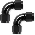 6AN Female to 6AN Female 90 Degree Swivel Coupler Fitting One Piece Full Flow Adapter 9/16-18UNF Thread Aluminium Black 2PCS