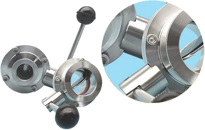 SHERICH KF50 Vacuum Butterfly Valve, Stainless Steel 304 Three-clamp Butterfly Valve with Handle and Silicone (KF50)