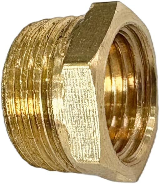 3/8" NPT Male x 1/4" NPT Female Brass Reducer Hex Bushing Threaded Pipe Fitting Reducing Adapter Pack of 2