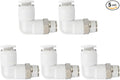 PATIKIL Push to Connect Fitting, 5 Pack Pneumatic Air Elbow Quick Connector 1/8"PT Male Thread x 6mm Tube 90 Degree Connect Tubing Elbow Air Tube Fitting Pneumatic Quick Adapter, White