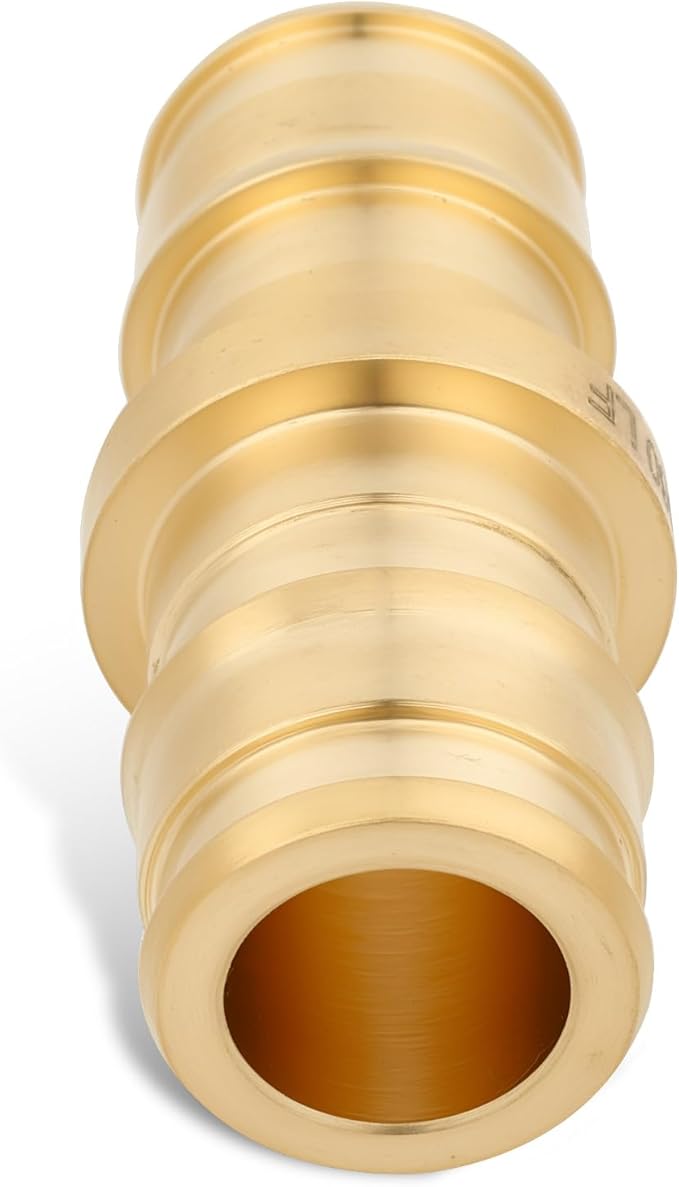 1/2 Inch PEX-A Expansion Coupling Fittings, Brass Straight Connector, PEX-A Pipe Fitting, Lead-Free Brass Plumbing Fittings for Hot and Cold Water, Potable Water (10-Pack)
