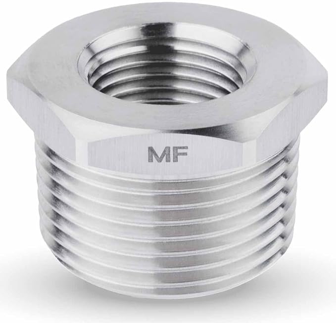 MAACFLOW Stainless Steel 1" Male NPT to 1/2" Female NPT Adapter Reducer Hex Bushing (Thread OD 1.27" - ID 0.72") (Pack of 1)