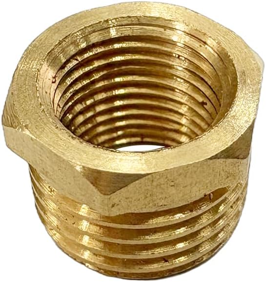 1/4" NPT Male x 1/8" NPT Female Brass Reducer Hex Bushing Threaded Pipe Fitting Reducing Adapter Pack of 2