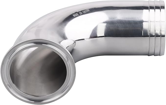 DERNORD Sanitary Hose Barb Pipe Fitting 2" Tri Clamp (64MM Ferrule) 90 Degree Elbow (Tube OD: 2"/51MM (2 Tri-clamp))