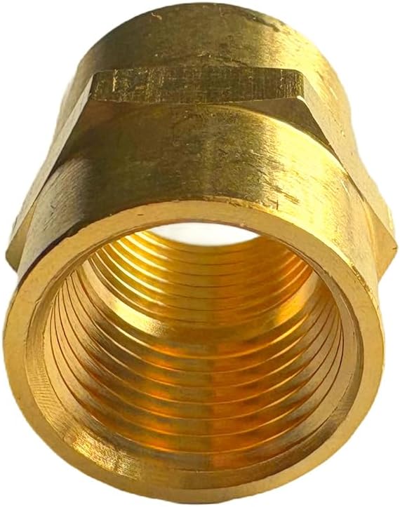 3/8" Female Threaded Hex Nipple Brass Coupling NPT Pipe Fitting Pipe Adapter Straight Connectors for Air, Gas, Oil, Fuel, Propane Pack of 2