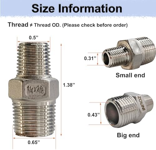 2pcs 3/8" x 1/4" NPT Male Pipe Fitting Reducer Nipple Adapter