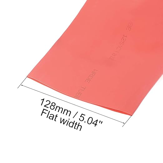 uxcell Heat Shrink Tubing, 80mm Dia 128mm Flat Width 2:1 Rate Shrinkable Tube Cable Sleeve 1m - Red