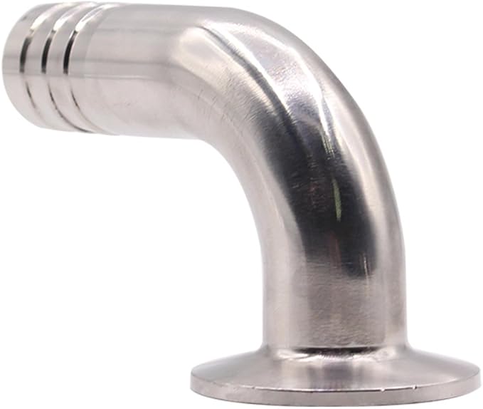 DERNORD Sanitary Hose Barb Pipe Fitting 1.5" Tri Clamp (50.5MM Ferrule) 90 Degree Elbow (Tube OD: 3/4"/19MM (1.5 Tri-clamp))