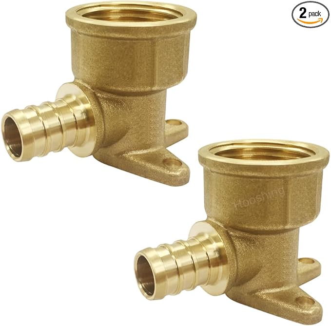 Hooshing 2PCS Drop Ear Elbow Pex Fittings 1/2" Pex x 3/4" NPT Female Adapter Brass Crimp Fittings for Pex Pipes Plumbing Jobs