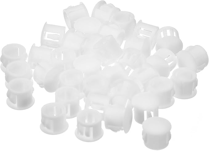 uxcell 11mm(7/16") Plastic Hole Plugs, 36Pcs Flush Type Panel Round Snap in Fastener Knockout Locking Plugs for Furniture Insert End Caps Panels, White