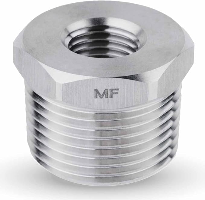 MAACFLOW Stainless Steel 3/4" Male NPT to 1/4" Female NPT Adapter Reducer Hex Bushing (Thread OD 1.02" - ID 0.44") (Pack of 1)