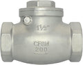 1-1/2" Stainless Steel SS316 Swing Check Valve,NPT Female x Female Thread,WOG 200 PSI PN16 CF8M