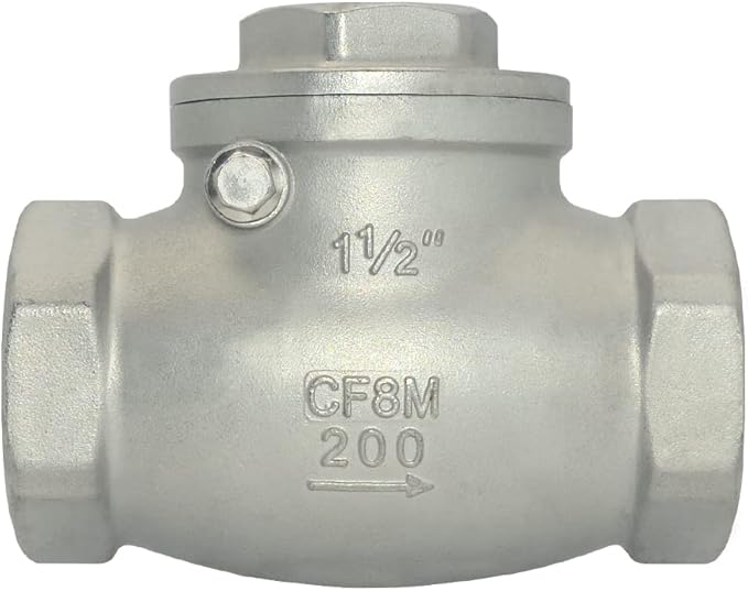 1-1/2" Stainless Steel SS316 Swing Check Valve,NPT Female x Female Thread,WOG 200 PSI PN16 CF8M