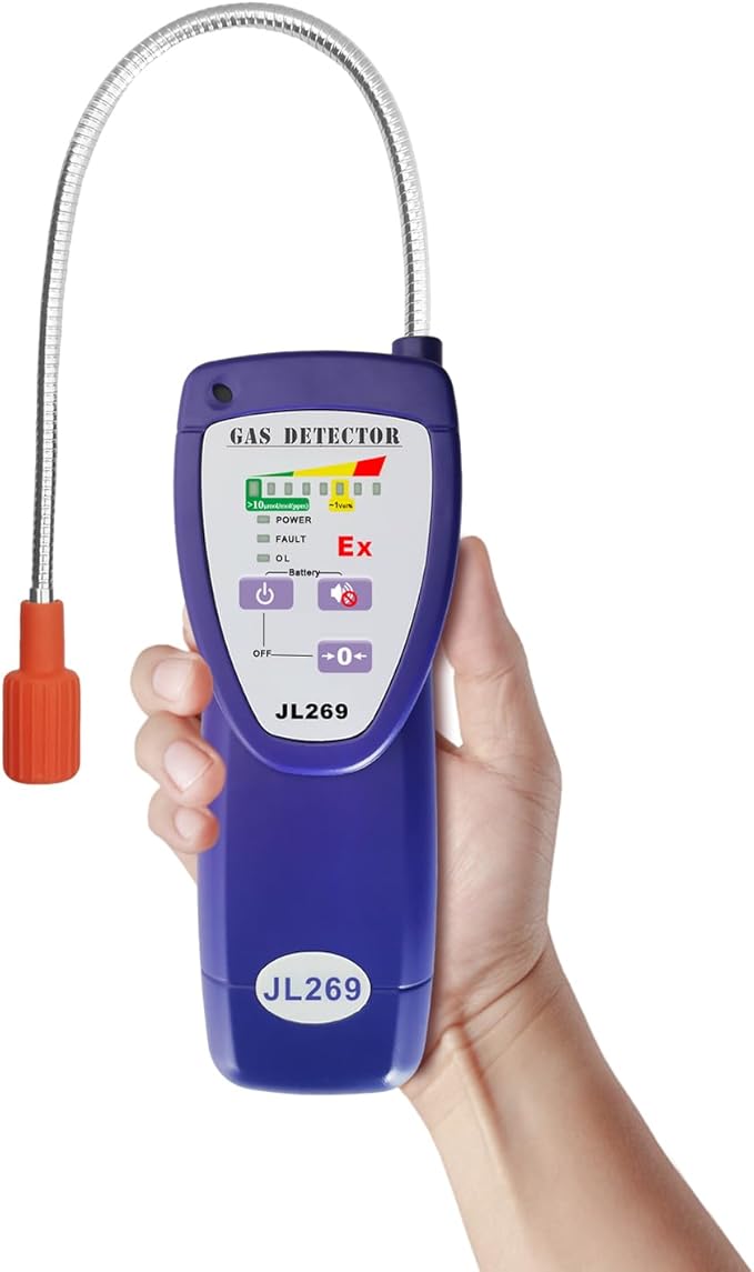 JL269 Gas Leak Detector with 13.5 Inch Flexible Probe, Rechargeable Natural Gas Detector for Methane, Propane, LPG, Hrdrogen Gas for Industrial or RV