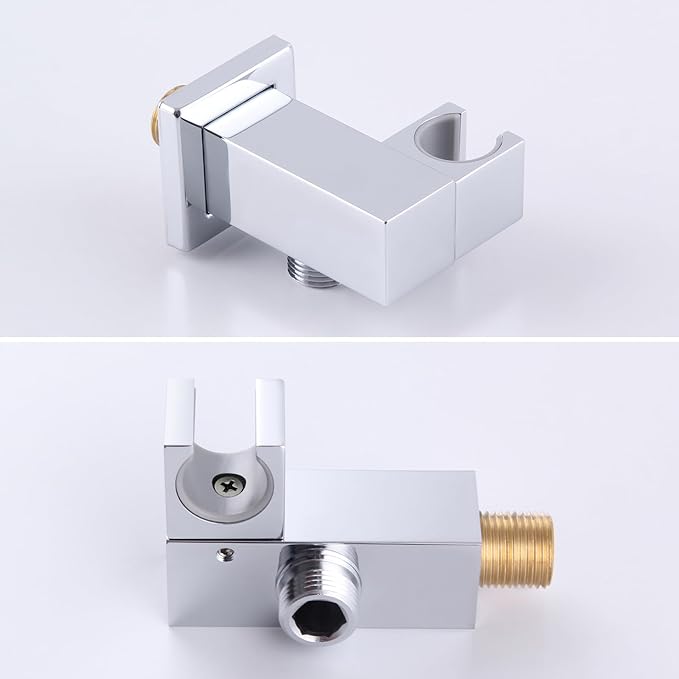 Angle Simple Wall Union with Shower Head Holder, Brass Swivel Shower Wand Bracket, Supply Elbow and Water Outlet, Male 1/2" IPS, Chrome