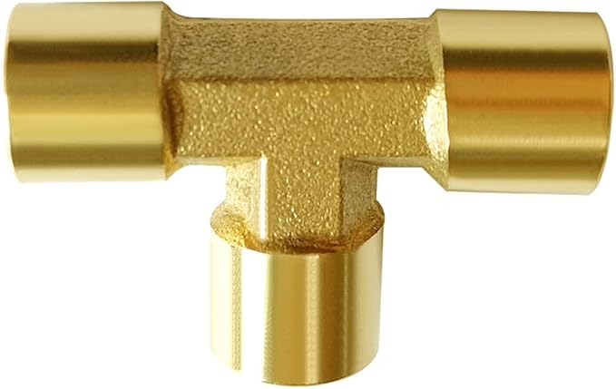 Joywayus 1/8 NPT Threaded Brass Pipe Fitting Tee T 3 way 1/8 NPT Female × 1/8 NPT Female × 1/8 NPT Female Adapter (Pack of 2)