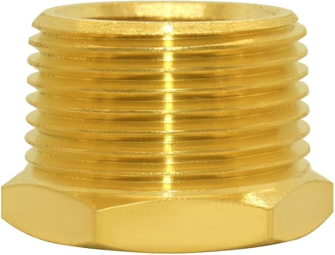 Joywayus Brass Reducer Hex Bushing Reducing Cast Pipe Fitting 3/4" NPT Male x 1/2" NPT Female Adapter(Pack of 2)
