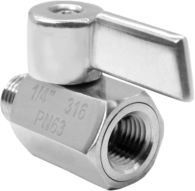 Beduan Mini Ball Valve Stainless Steel(316) 1/4" NPT Male x NPT Female Mini Ball Shutoff Valve(Pack of 2)